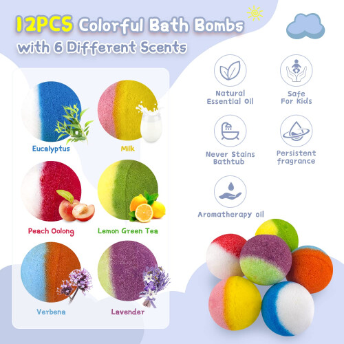 Bath Bombs for Kids, 12pcs Bath 2