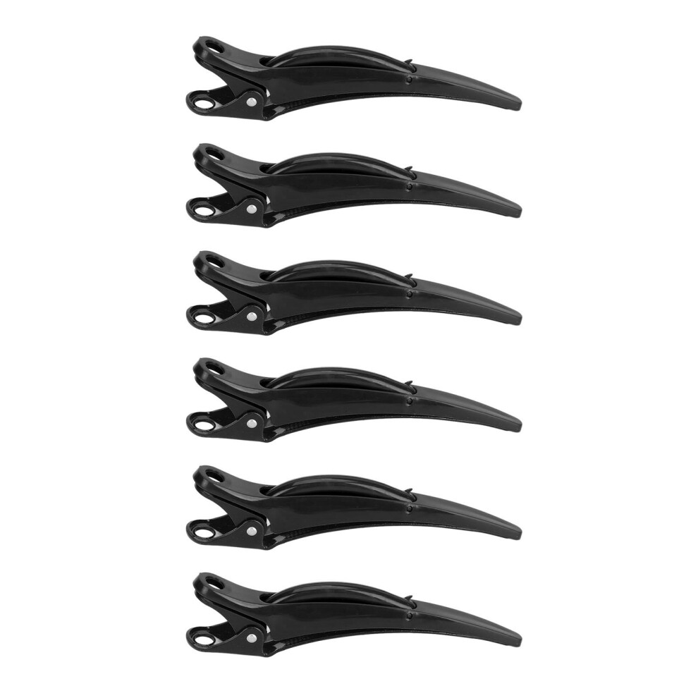Unisex Black 6Pcs Abs Hair Sectioning Clips For Styling And Salon Use