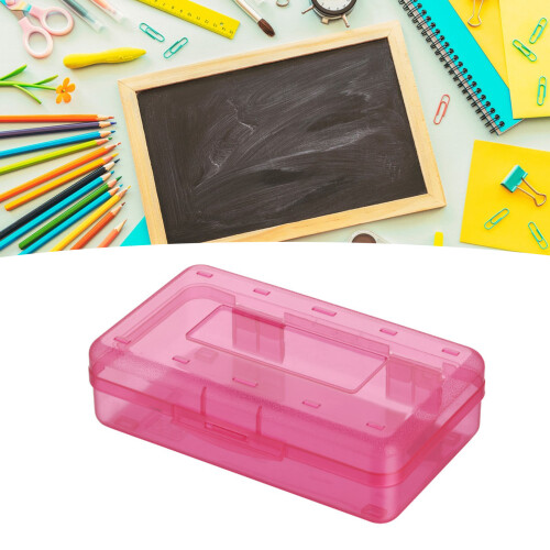 Red Plastic Pencil Box 20.3 x 12.2 x 5.9 cm 2