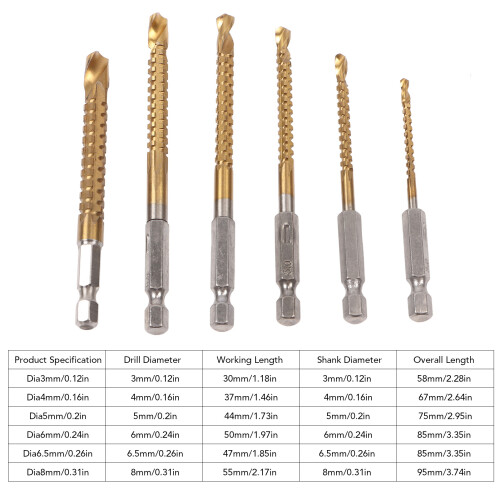 6PCS Alloy Serrated Drill Bit Set, Straight Hex Shank, Storage Box 1
