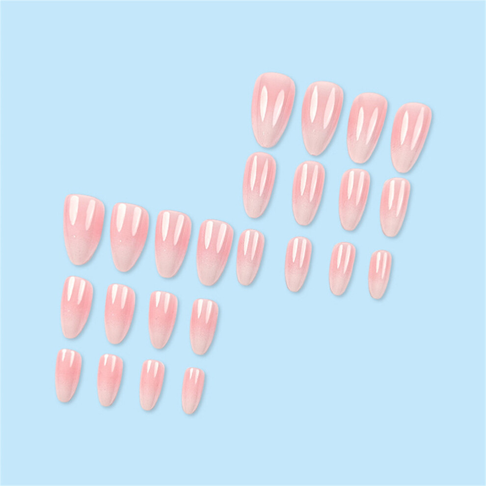 Roc-Electron 24Pcs Pink White Ombre Press On Nails, Reusable