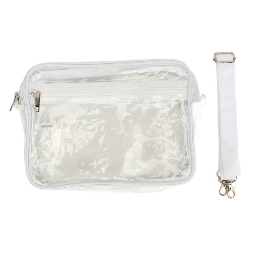 PVC Clear Messenger Bag Waterproof with Adjustable Strap, 28x18x7cm White 2