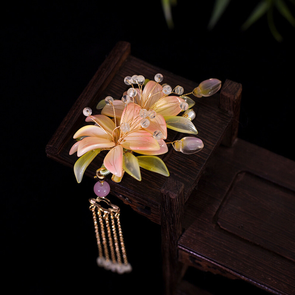 Dcph-Clothing Tassel Flower Hair Clips - Alloy Barrettes Gift For Women