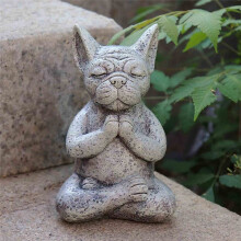Mediterende Hond Standbeeld Boeddha, Franse Bulldog Mediteren Standbeeld, Mediteren Bulldog Hars Ornament, Yoga Bulldog Ornament