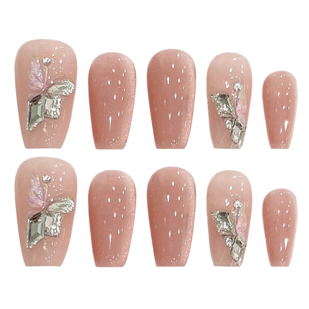 Reach-Tools Pink (Middle Ladder) Cat Eye False Nails - Reusable & Charming