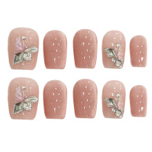 (Ultra short ladder) Pink Cat Eye False Nails - Reusable & Charming