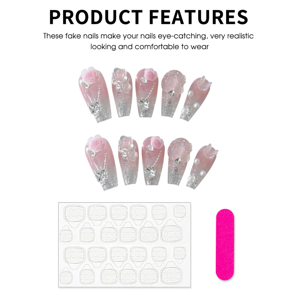 Penghui-Toys Pink (Xs) Gentle False Nails With Clear Tip Natural Unbreakable Nail Simple Wear For Manicure Lovers And Beauty Bloggers