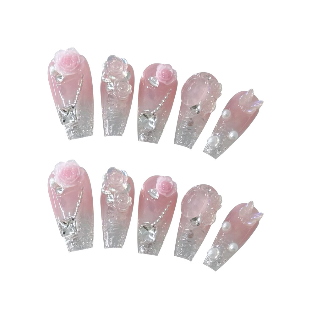 Penghui-Toys Pink (L) Gentle False Nails With Clear Tip Natural Unbreakable Nail Simple Wear For Manicure Lovers And Beauty Bloggers