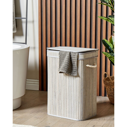 Beliani Laundry Basket KALUTARA Bamboo Grey 2