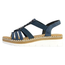 Sandali a infilare - RIEKER - V1206 Morelia - Tacco compensato 4,5 cm - Chiusura elastica - Blu