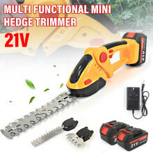 21V Cordless Hedge Trimmer 2in1 Grass Shear Shrub Branch Cutter W/ 2 Batteries