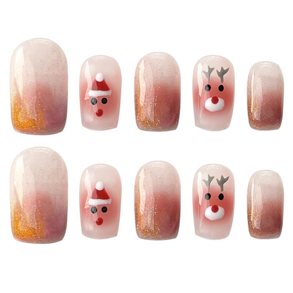 Roc-Electron (L) Glossy Elk Face Press On Nails For Stage