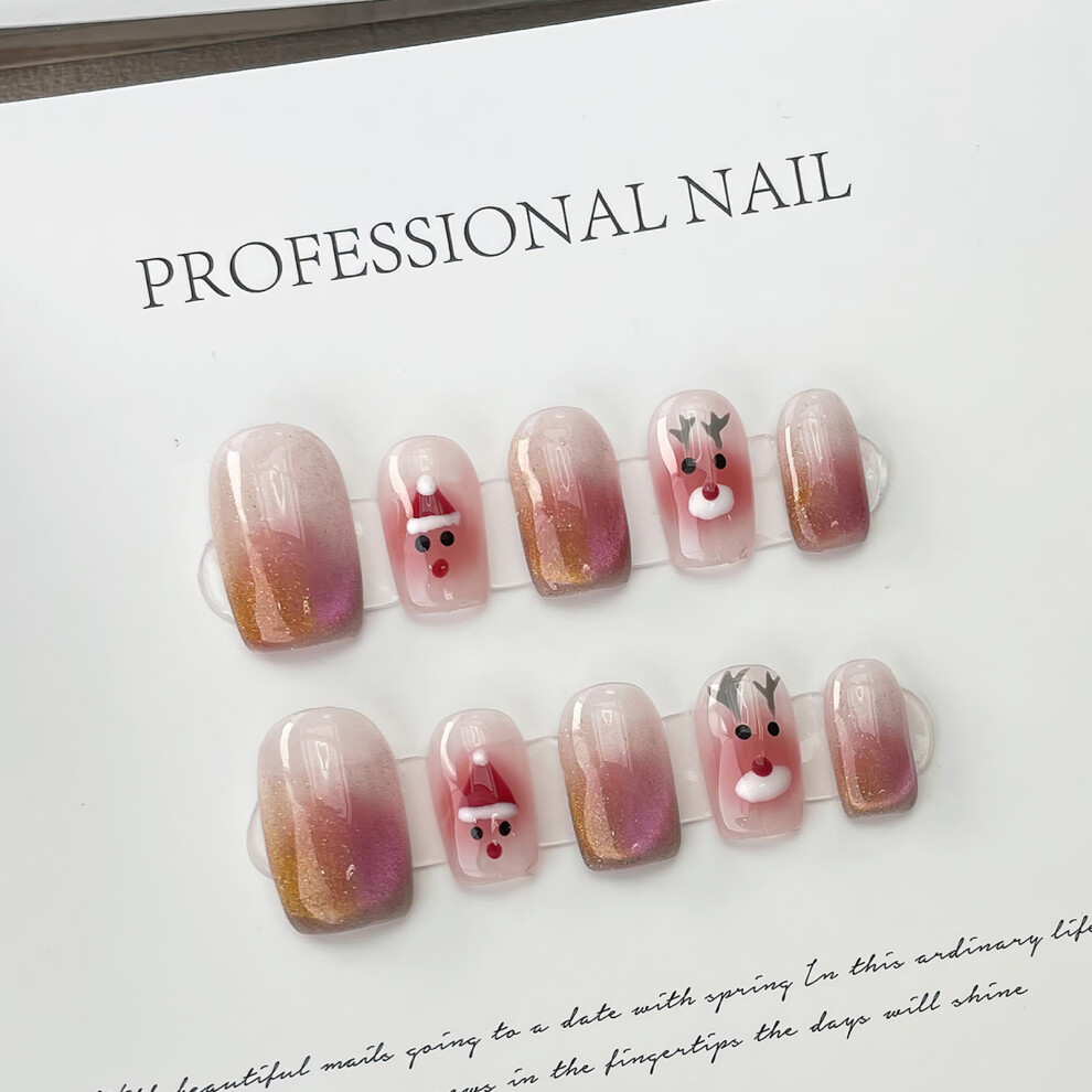 Roc-Electron (Xs) Glossy Elk Face Press On Nails For Stage