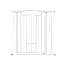 106cm Tall Dog Gate with Cat Door, 7cm and 14cm Extensions, for Stairs, Doorways, 76-104cm Width
