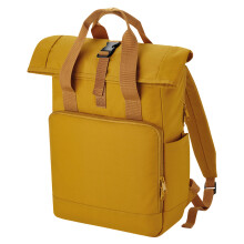 (One Size, Mustard Yellow) Bagbase Unisex Adult Roll Top Recycled Twin Handle Backpack