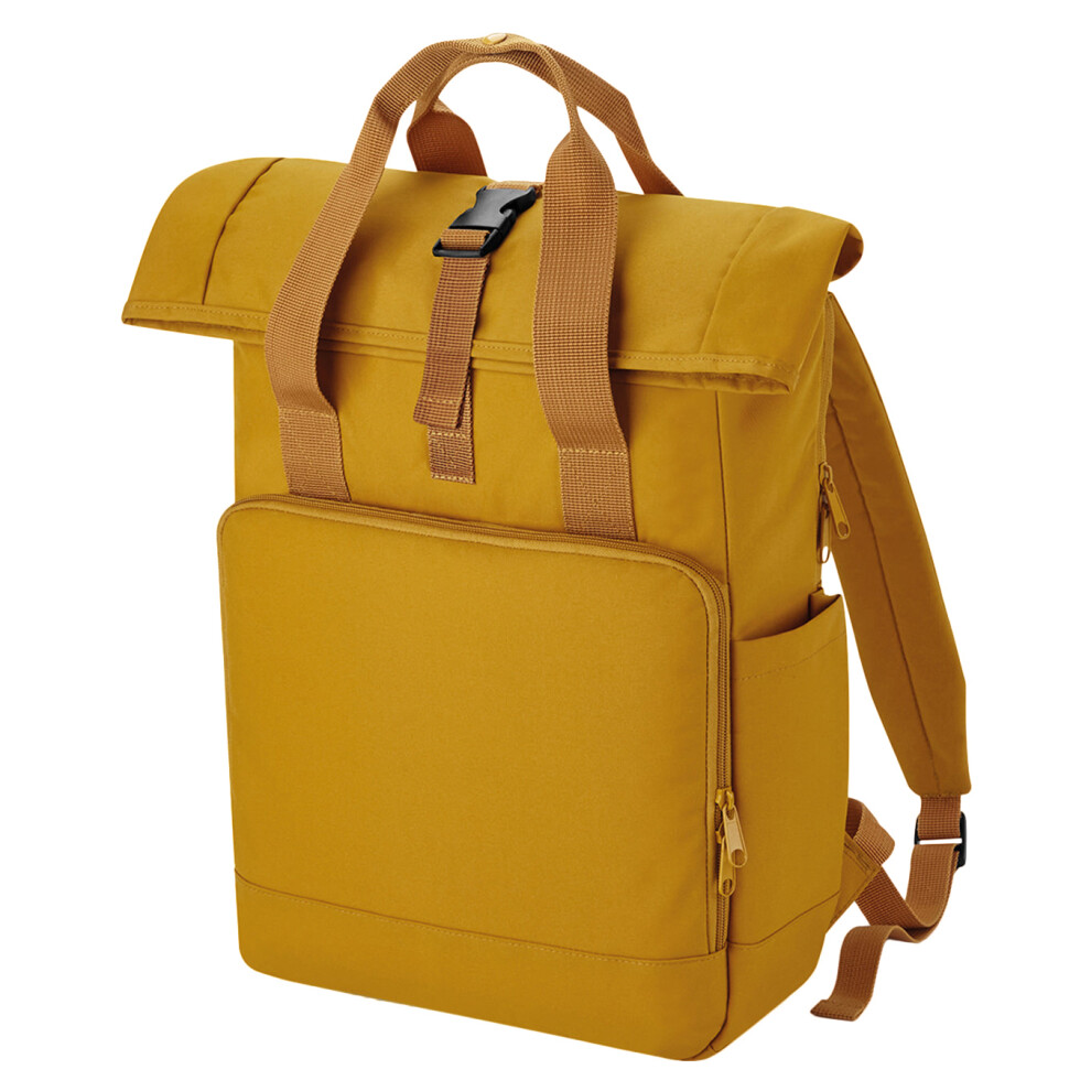 Bagbase (One Size, Mustard ) Unisex Adult Roll Top Recycled Twin Handle Backpack Yellow