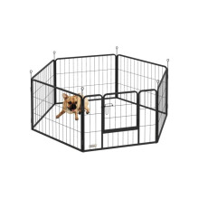 6 Panneaux Clôture de Jeu pour Chien, Pénalité Portable Détachable avec Porte, pour Petits Chiens, 60cm de Haut, Gris