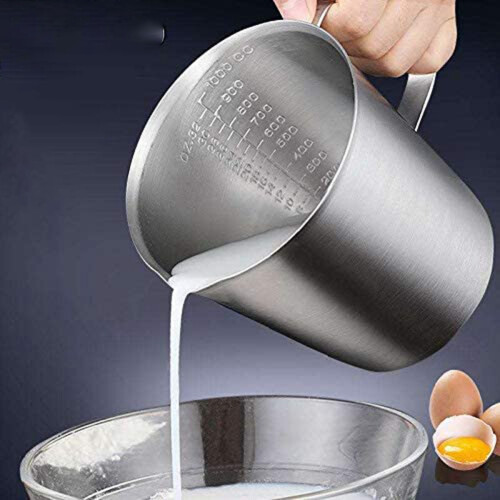 Stainless Steel Measuring Cup with Marking with Handle,Kitchen Practical Measuring Cup Container (500ML)