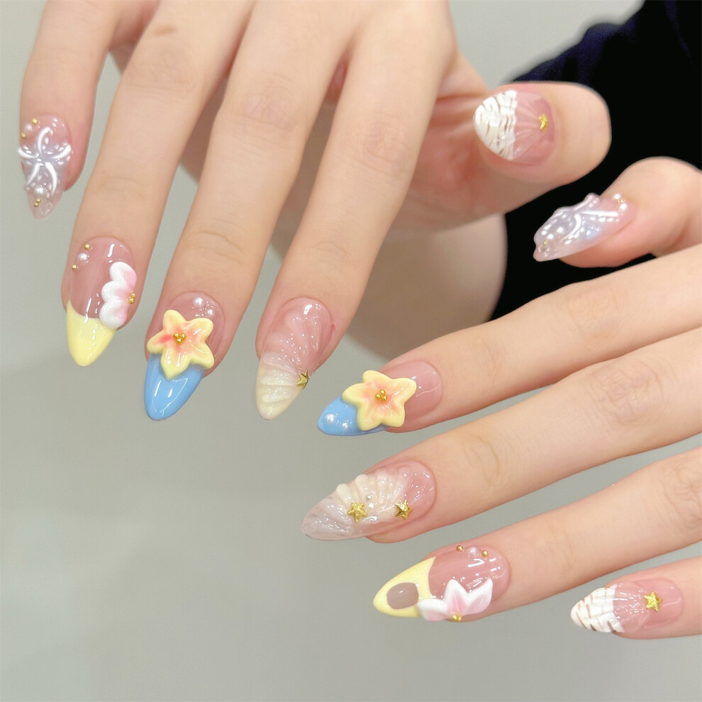 Reach-Tools (Xs) Star Almond False Nails - 10Pcs Reusable Nail Art