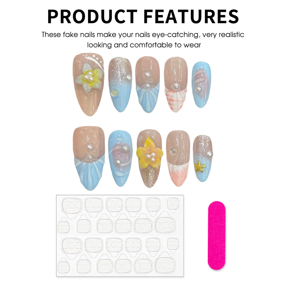Zhouq-Outdoors (Xs) 10Pcs Glitter Pink Almond Fake Nails - Salon Quality