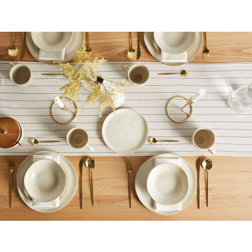 Beliani Set of 24 Dinnerware HOPS Stoneware Light Beige 1