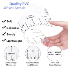 9pcs Tshirt Ruler Guide for Vinyl Alignment, T Shirt Rulers to Center Designs, PVC Measurement Template,Sewing Supplies