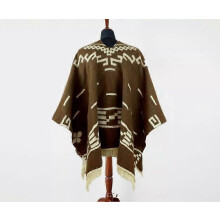 (Coffee) Clint Eastwood Western Cowboy Poncho Serape replica handmade of faux-alpaca wool D