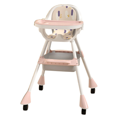 Sakura Pink Height-Adjustable High Chair with Tray 1
