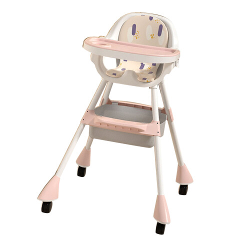 Sakura Pink Height-Adjustable High Chair with Tray