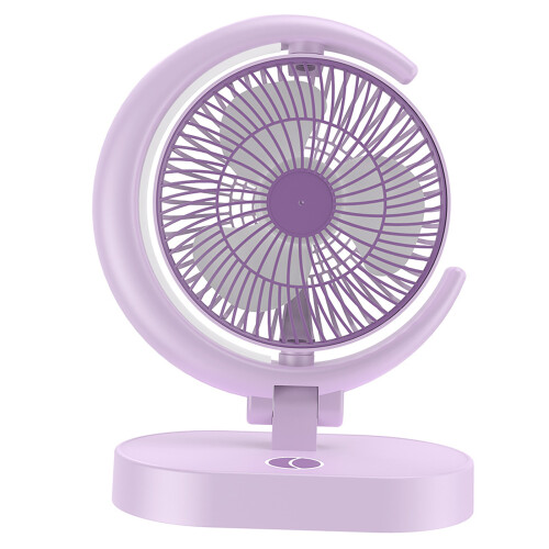 USB Desk Fan Compact Purple Rechargeable Battery