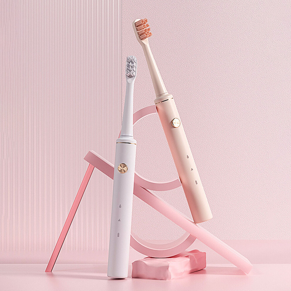 Electric Power Toothbrush USB Rechargeable Soft Bristles for Adults, 2 Gears, White