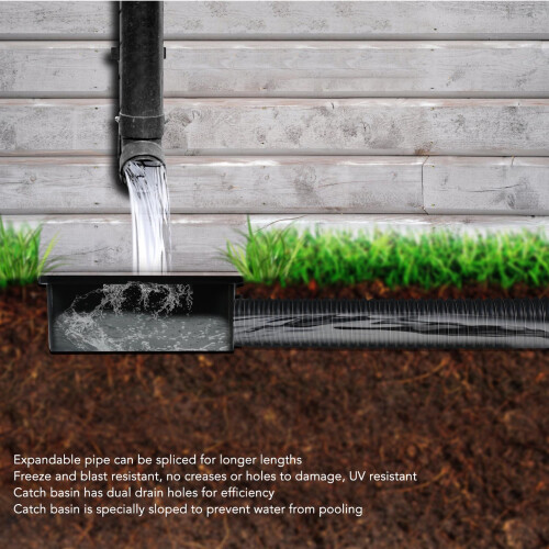 Gutter Downspout Extender Black Catch Basin Low Profile Drain Catch Module 1