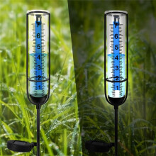 Regenmesser mit Solarlampe, 7-Zoll-Regenmesser für Den Außenbereich, Große Klare Zahlen und Regenmessgerät für Garten, Rasen und Bauernhof
