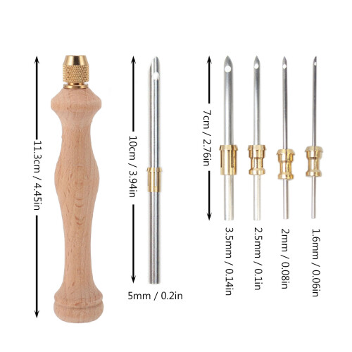Solid Wood Punch Needle Tool Set with Adjustable 1.6mm-5mm Needles 1