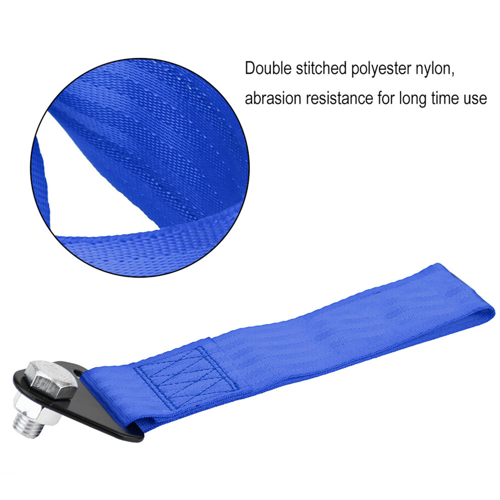 Universal Racing Car Tow Strap 10,000 Lbs Nylon Steel Bumper Tow Rope Blue 3221392910051
