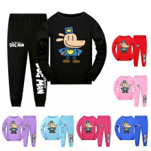 (3-4Years, Rose red) Kids Dog Man World Book Day Long Sleeves Top+Pants Sleepwear Nightwear PJ'S Sets