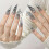 (S) Glitter Silver Pointed Fake Nails for Stage Performance 4
