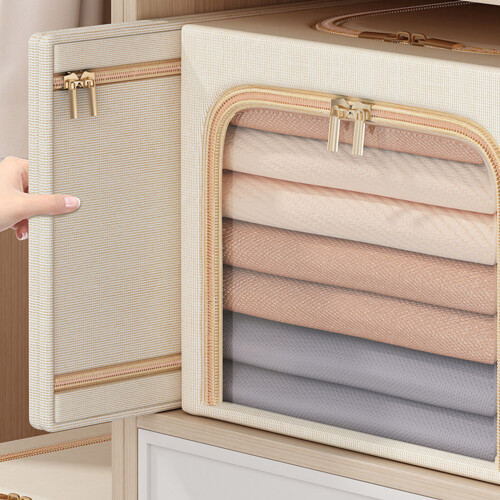 (Beige, Deepening Version) Foldable Waterproof Clothes Storage Box 2