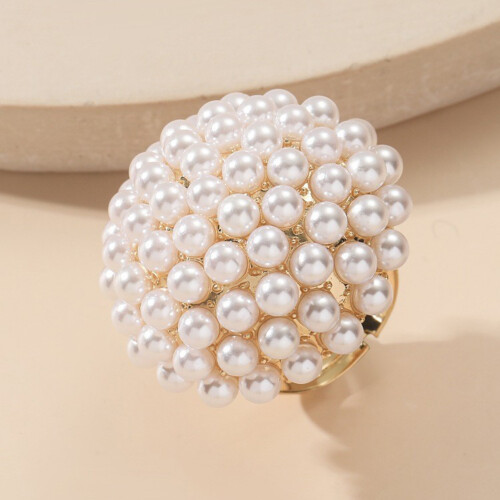 (9) Pearl Flower Open Rings for Women 2