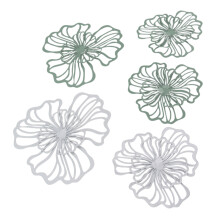 5PCS Iron Flower Wall Art, 2-Layer, White/Green