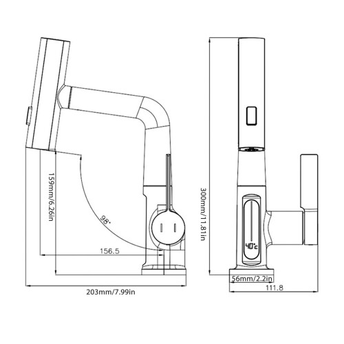 Digital Lavatory Faucet G1/2 Black 65.4oz 1
