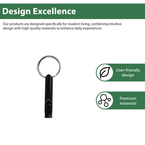 (Black) Waterproof Aluminum Emergency Whistle with Keychain 2