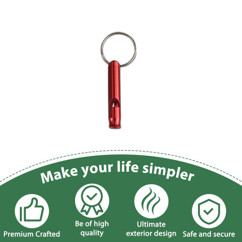 (red) Waterproof Aluminum Emergency Whistle with Keychain 2