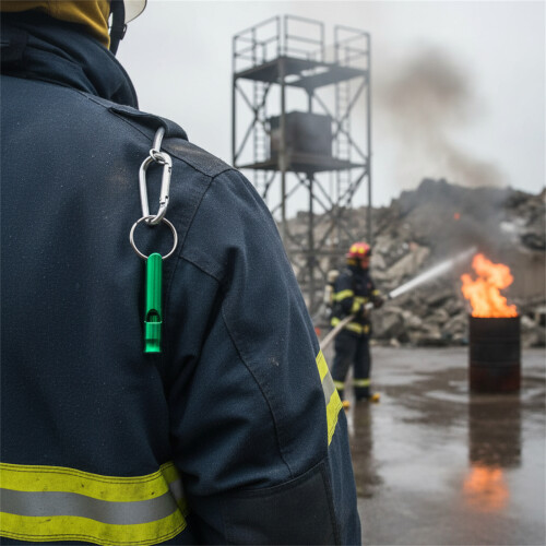 (Green) Waterproof Aluminum Emergency Whistle with Keychain 2