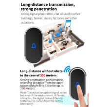Long Distance Through the Wall Intelligent Electronic Wireless Doorbell Home Pager Doorbell Black+Gold US Plug