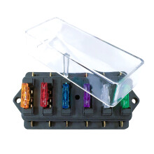 Vehicle Fuse Block with 6 Slots and 6 Standard Fuses for Car Circuit Safety