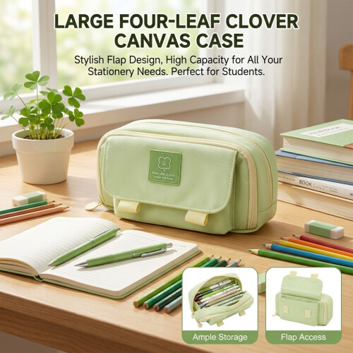 (A) Durable Flip-Top Pencil Case for Students 1