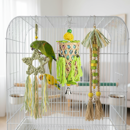 (Single style 2) Star Shaped Grass Rope Chew Toys for Birds 2