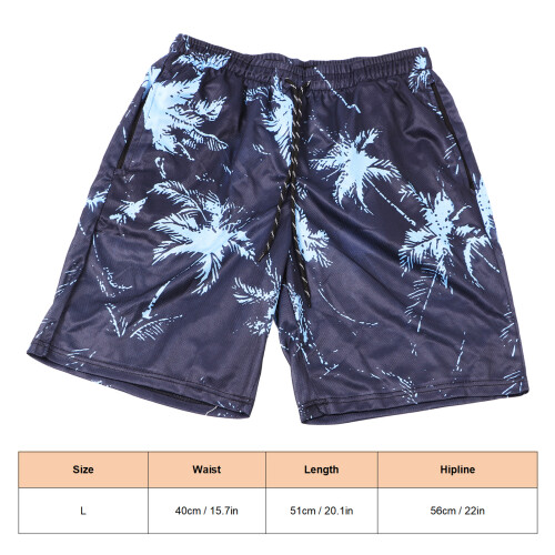 Blue 3D-Printed Board Shorts Men L Mesh Breathable 1