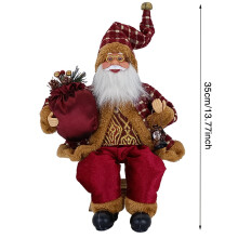 (Wine Red Gold) Christmas Santa Claus Figurines Decorative Realistic Santa Claus Toys for Kids Boys Girls Toys Gift